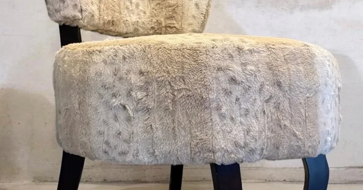 Faux Fur Leopard Print Accent Slipper Chair used condition