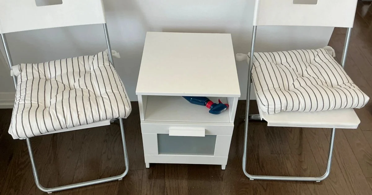 White Nightstand Side Table with Drawer & Shelf