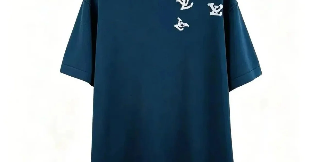 Louis Vuitton Blue Knit LV Monogram Trumpet Tee L